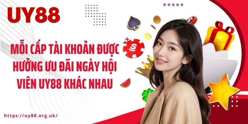 Mỗi cấp tài khoản được hưởng ưu đãi ngày hội viên UY88 khác nhau